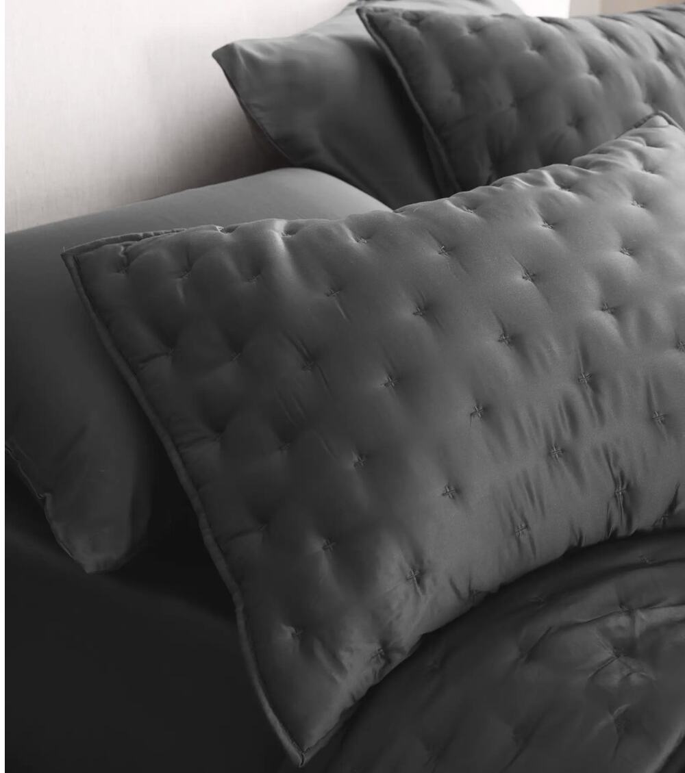 QUINCE Bamboo Dream Quilted Sham Set KING in Charcoal